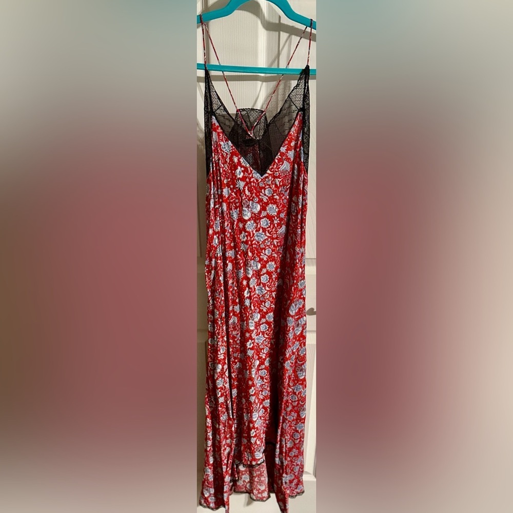 ‼️RARE‼️🎸ZADIG & VOLTAIRE🎸🔥NWOT🔥 FLORAL-PRINT HANDKERCHIEF-HEM DRESS— S - Picture 6 of 16